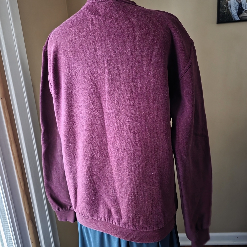 Vintage-Style Maroon Brussels Belgium Embroidered Crew Neck Sweatshirt, Size M - Picture 5 of 8